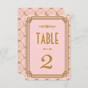Numéro de table Mariage Art déco rose