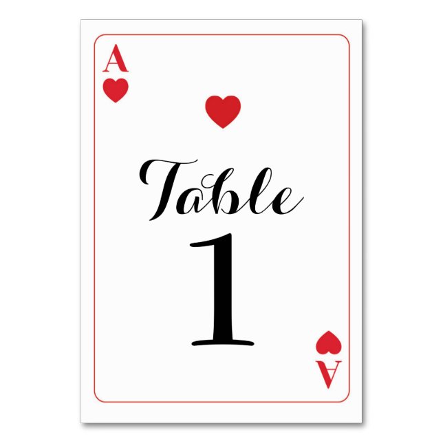 Numéro de table Mariage As de cœur Cartes à jouer (Par défaut)