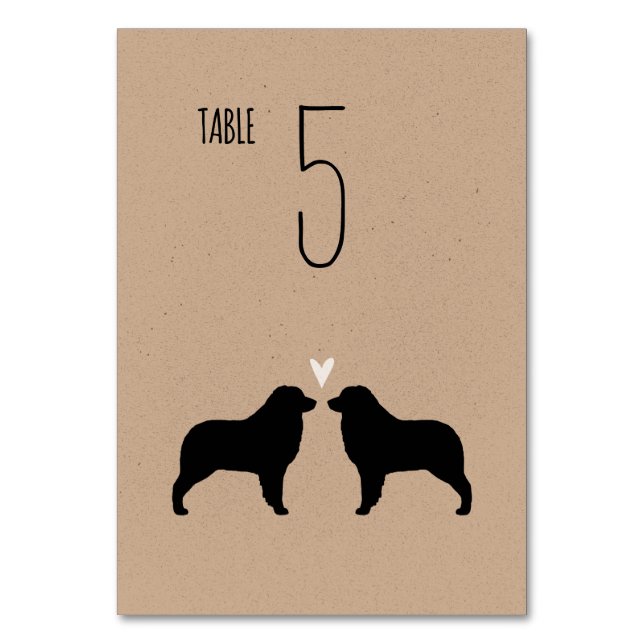 Numéro De Table Mariage australien des silhouettes de chien berger (Dos)