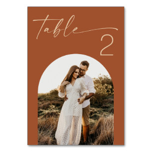 Numéro De Table Mariage Automnal en Terracotta Chaud Photo Moder