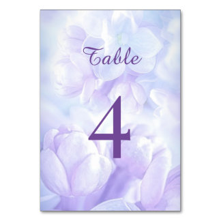 Numéro De Table Mariage aux Élégantes Fleurs de Lilas Violet Clair