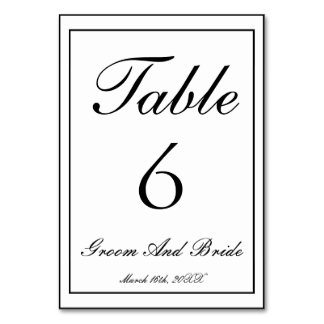 Numéro De Table Mariage B&W personnalisé