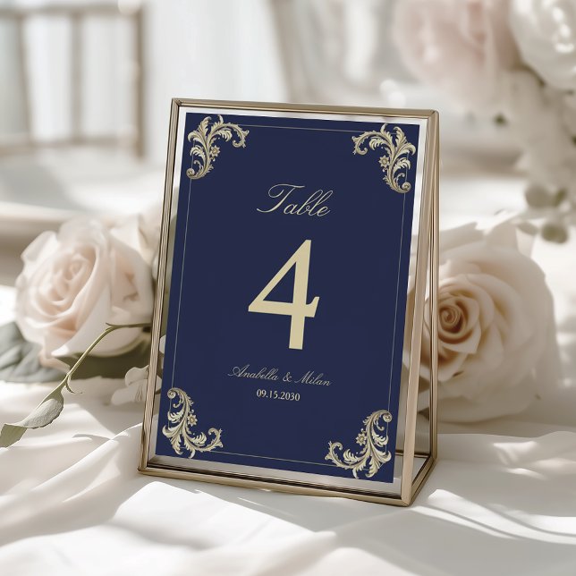 Numéro De Table Mariage baroque bleu marine (Créateur téléchargé)