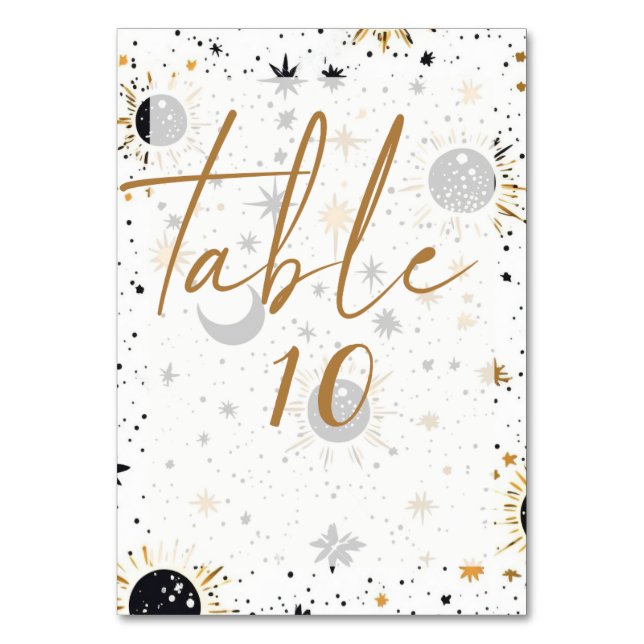 Numéro De Table Mariage Black and Gold Sun Moon (Par défaut)
