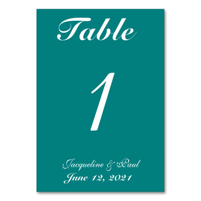 Numéro De Table Mariage blanc vert turquoise N° de tableau (Par défaut)