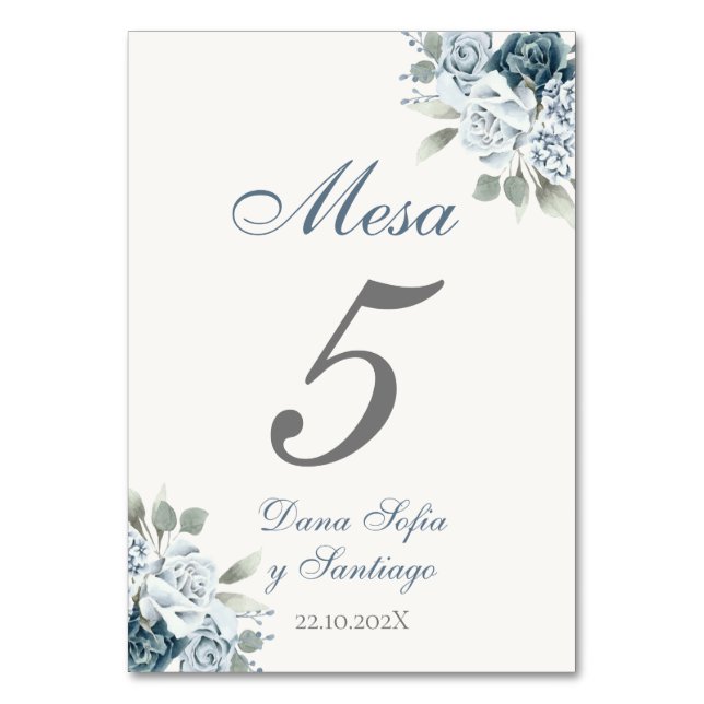Numéro De Table Mariage bleu espagnol Dusty (Par défaut)