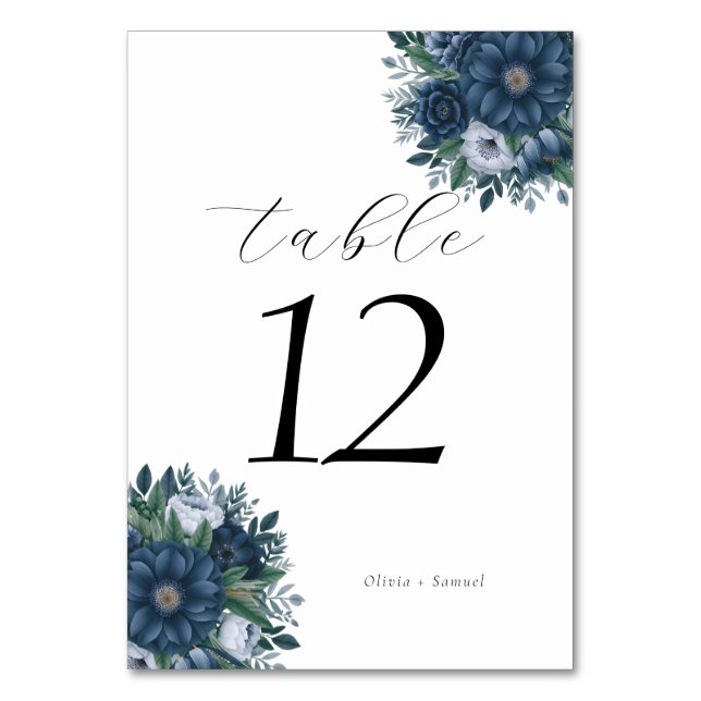 Numéro De Table Mariage bleu marine et bleu clair élégant (Par défaut)