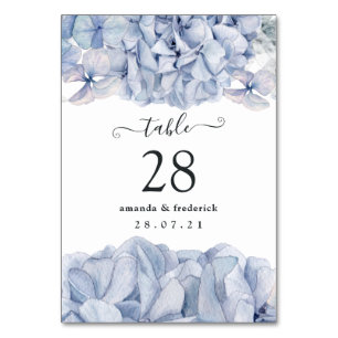 Numéro De Table Mariage Blue Hydrangeas