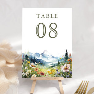 Numéro De Table Mariage Bohème Champêtre de Montagne aux Fleurs Sa