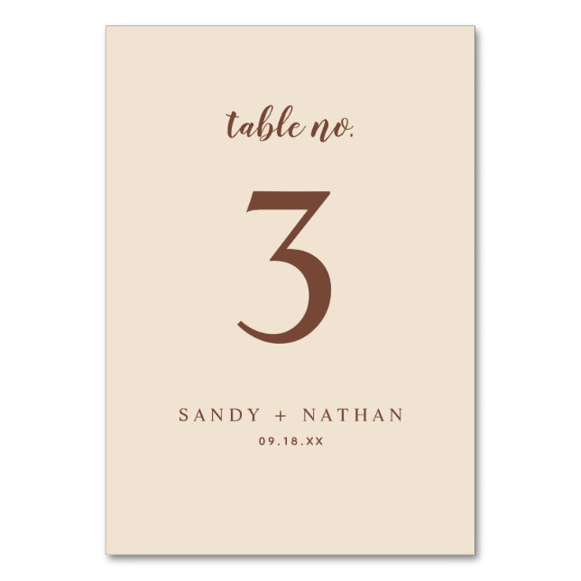 Numéro De Table Mariage Boho Beige Numéro de tableau (Par défaut)
