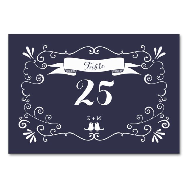 Numéro De Table Mariage Boho Swirls (couleur Arrière - plan modifi (Devant)