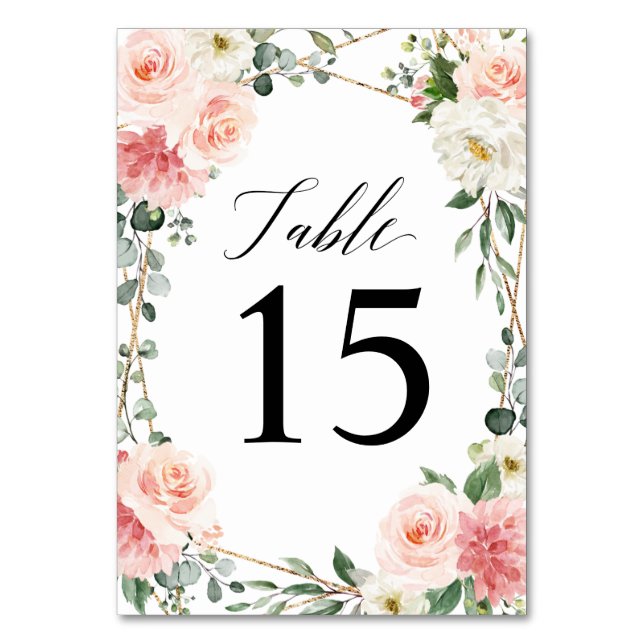 Numéro De Table Mariage botanique géométrique rose pâle (Par défaut)