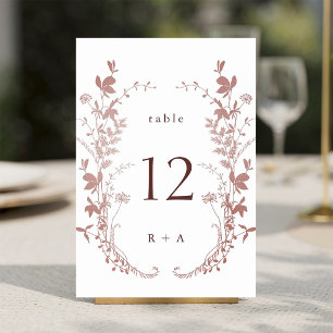 Numéro De Table Mariage Botanique Rose Poussiéreuse Romantique