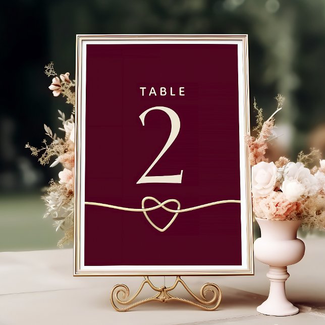 Numéro De Table Mariage Bourguignon Rouge Romantique (Créateur téléchargé)