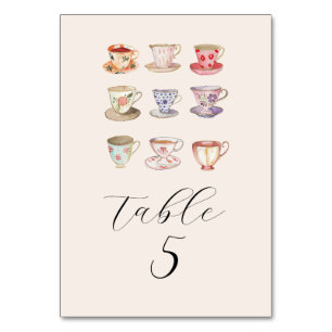 Numéro De Table Mariage Brunch Fête des mariées Tasses à thé Chino