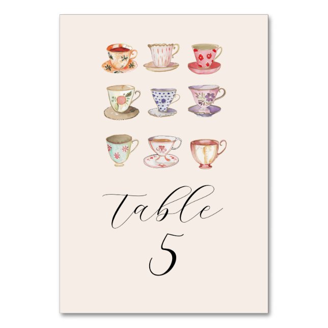 Numéro De Table Mariage Brunch Fête des mariées Tasses à thé Chino (Par défaut)
