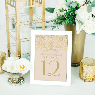 Numéro De Table Mariage Cameo Gold Vintage Glamour