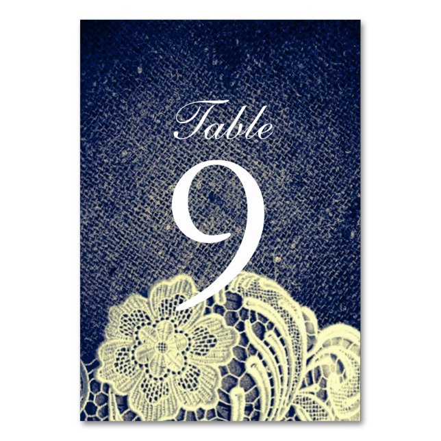 Numéro De Table mariage campagnard de dentelle bleu marine rustiqu (Par défaut)
