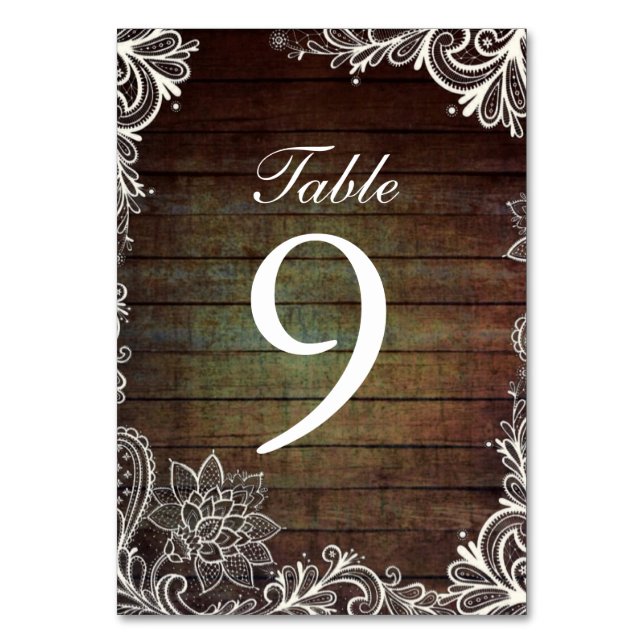 Numéro De Table mariage campagnard en dentelle de bois rustique nu (Dos)
