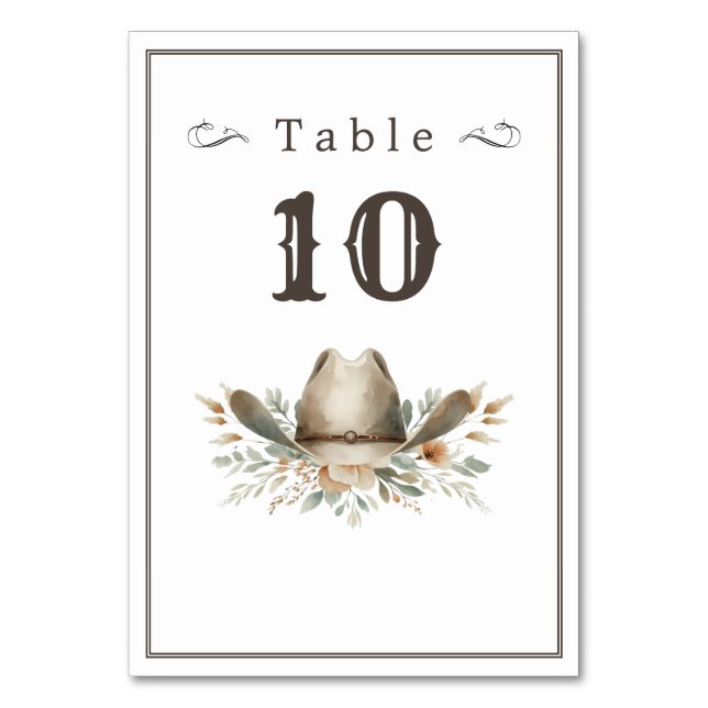 Numéro De Table Mariage casquette Wild West cowboy (Dos)