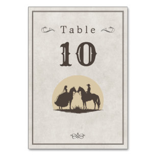 Numéro De Table Mariage casquette Wild West cowboy