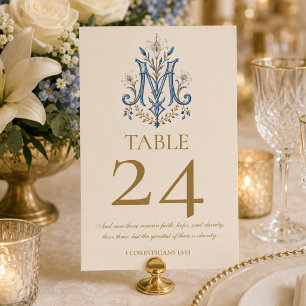 Numéro De Table Mariage Catholique Traditionnel Monogramme de Mari