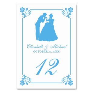 Numéro De Table Mariage Cendrillon   Numéro de tableau Silhouette