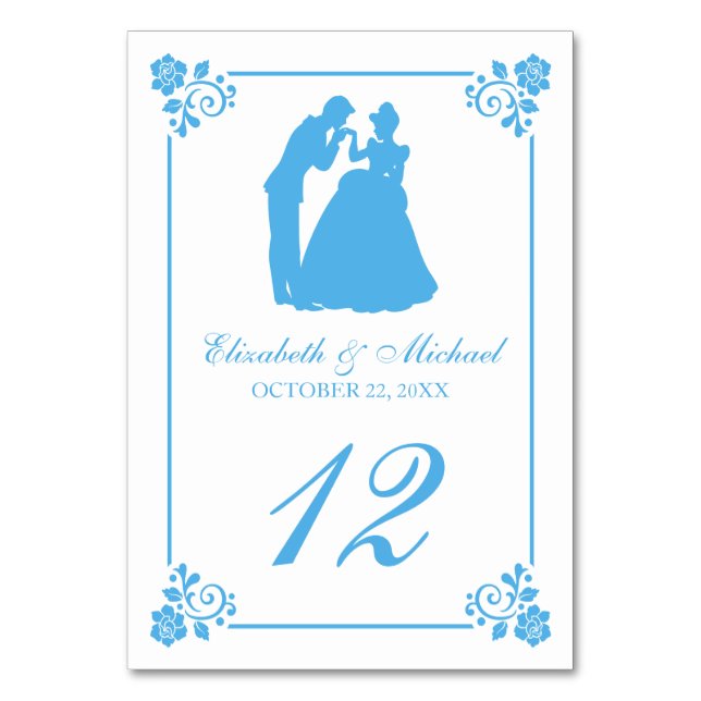 Numéro De Table Mariage Cendrillon | Numéro de tableau Silhouette (Par défaut)