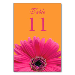 Numéro De Table Mariage chaud rose orange Gerbera Daisy