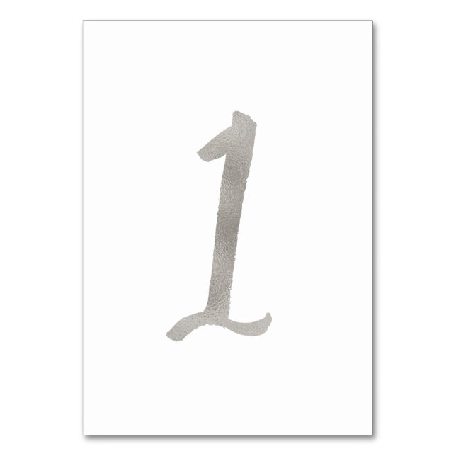 Numéro de table mariage chic de feuille d'argent | (Dos)
