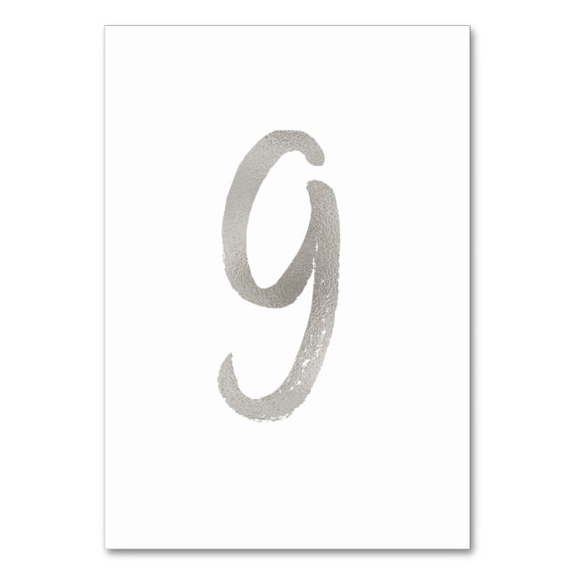 Numéro de table mariage chic de feuille d'argent | (Dos)