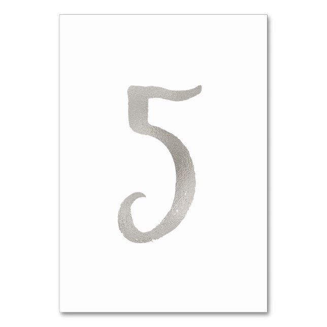 Numéro de table mariage chic de feuille d'argent | (Dos)