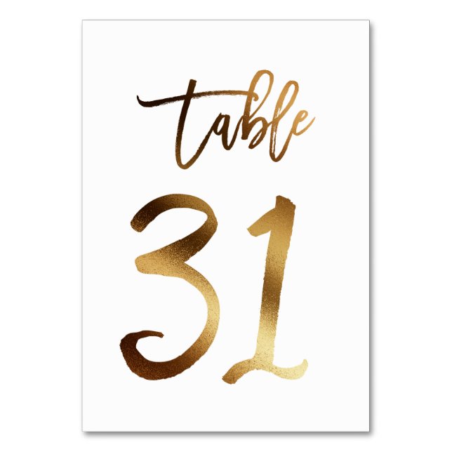 Numéro de table mariage chic de feuille d'or | Tab (Par défaut)