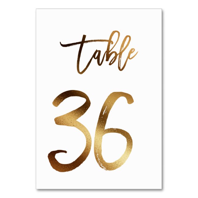 Numéro de table mariage chic de feuille d'or | Tab (Par défaut)
