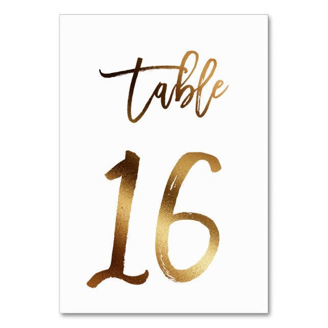 Numéro de table mariage chic de feuille d'or | Tab (Par défaut)