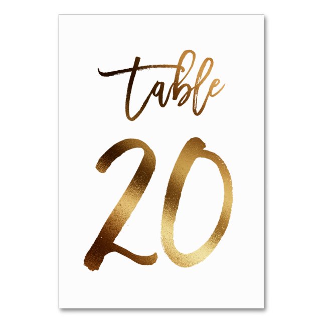 Numéro de table mariage chic de feuille d'or | Tab (Par défaut)
