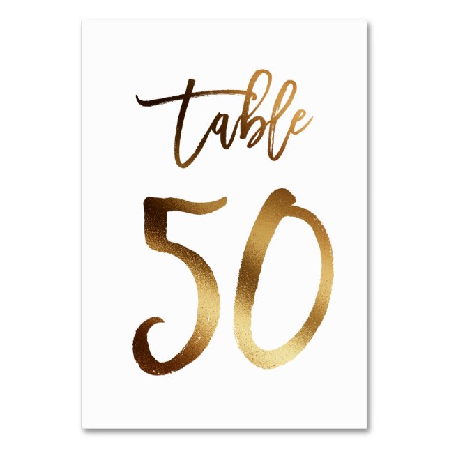 Numéro de table mariage chic de feuille d'or | Tab (Par défaut)