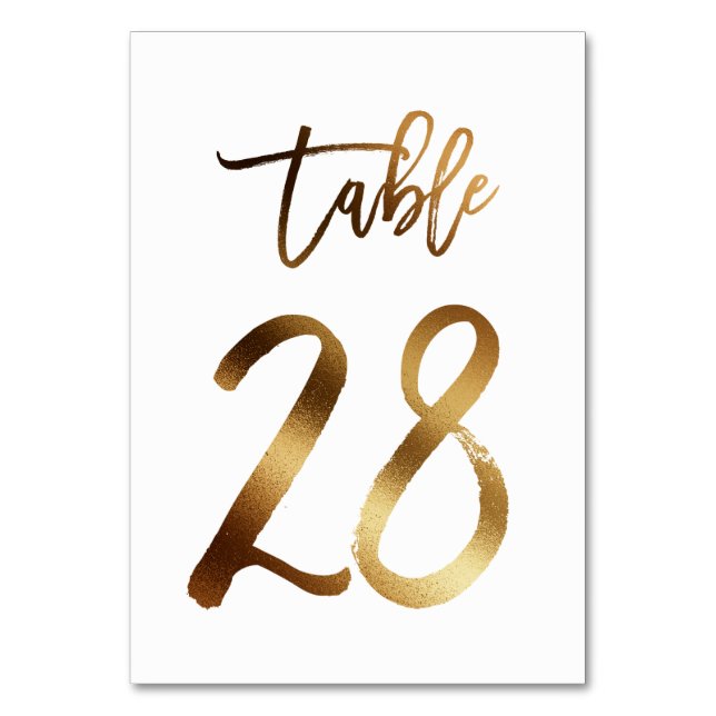 Numéro de table mariage chic de feuille d'or | Tab (Par défaut)