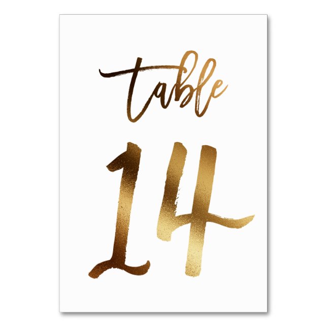 Numéro de table mariage chic de feuille d'or | Tab (Par défaut)