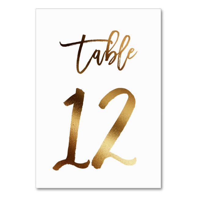 Numéro de table mariage chic de feuille d'or | Tab (Par défaut)