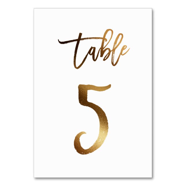 Numéro de table mariage chic de feuille d'or | Tab (Par défaut)