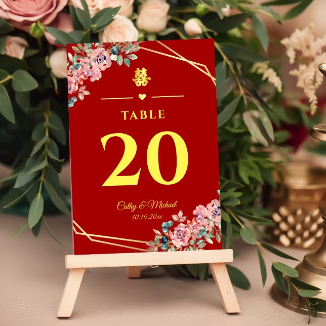 Numéro De Table Mariage chinois de couronnes géométriques en or ro (Créateur téléchargé)