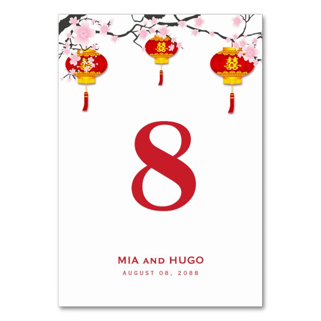 Numéro De Table Mariage chinois de fleurs de cerisiers (Par défaut)