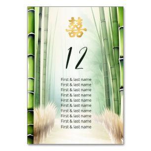 Numéro De Table Mariage chinois moderne de la forêt de bambou