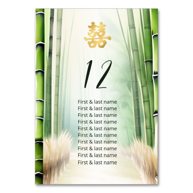 Numéro De Table Mariage chinois moderne de la forêt de bambou (Par défaut)