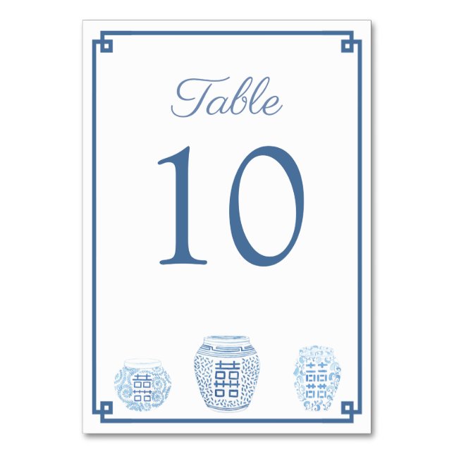 Numéro De Table Mariage classique bleu blanc aquarelle Ginger Jar (Par défaut)