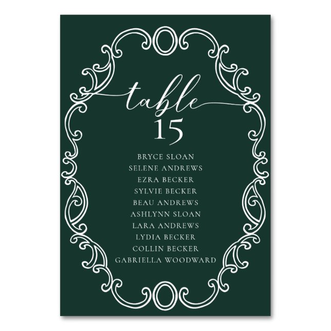 Numéro de table Mariage classique de script simple (Dos)