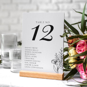 Numéro De Table Mariage classique minimaliste moderne noir et blan
