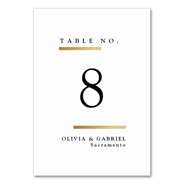 Numéro De Table Mariage classique simple noir et blanc (Par défaut)