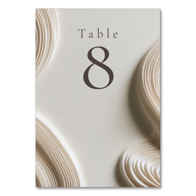 Numéro De Table Mariage contemporain blanc cassé (Dos)